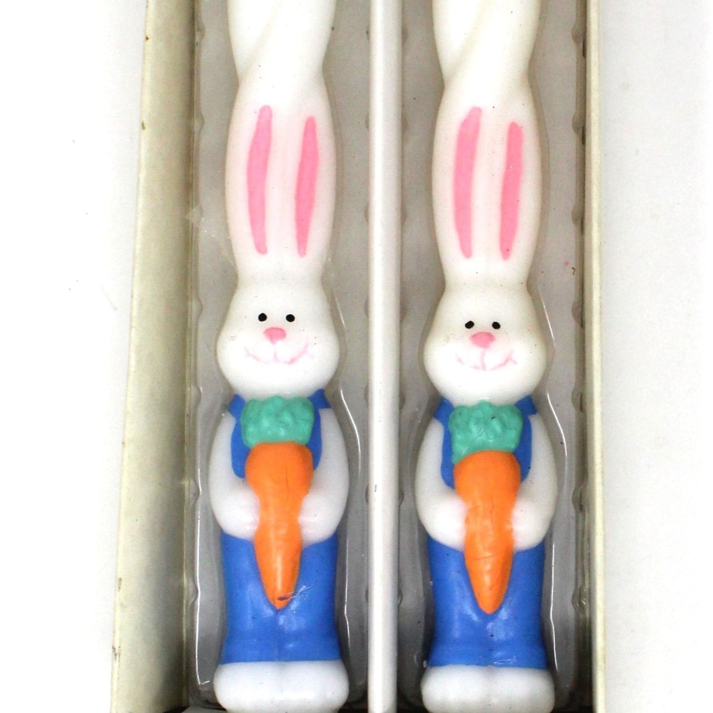 Candle, Russ Berrie, Figural Easter Bunnies with Twisted Ears and Carrots, Vintage