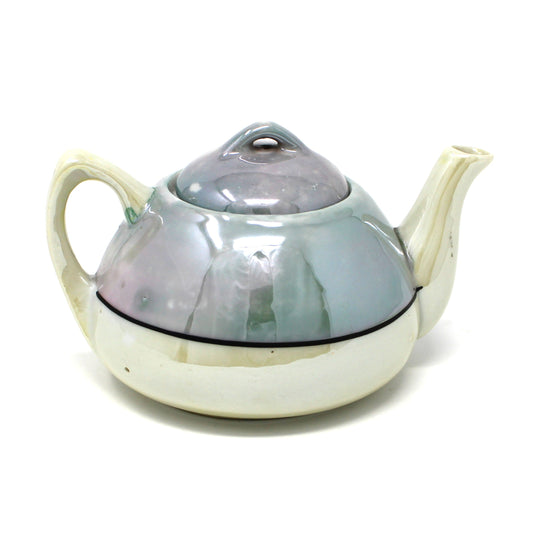 Teapot, Purple Lusterware, Mini / One Cup, Hand Painted Red Floral Japan Porcelain, Vintage