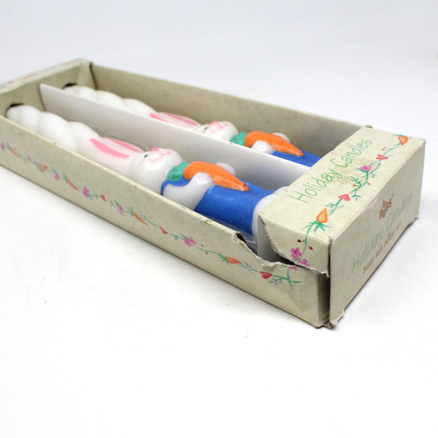 Candle, Russ Berrie, Figural Easter Bunnies with Twisted Ears and Carrots, Vintage