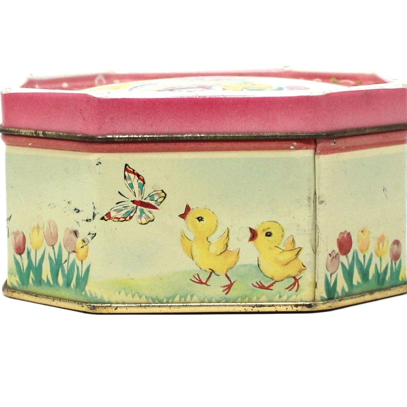 Tins, Gift Tin / Candy Tin, Bunny & Chicks with Easter Eggs, Vintage Holland