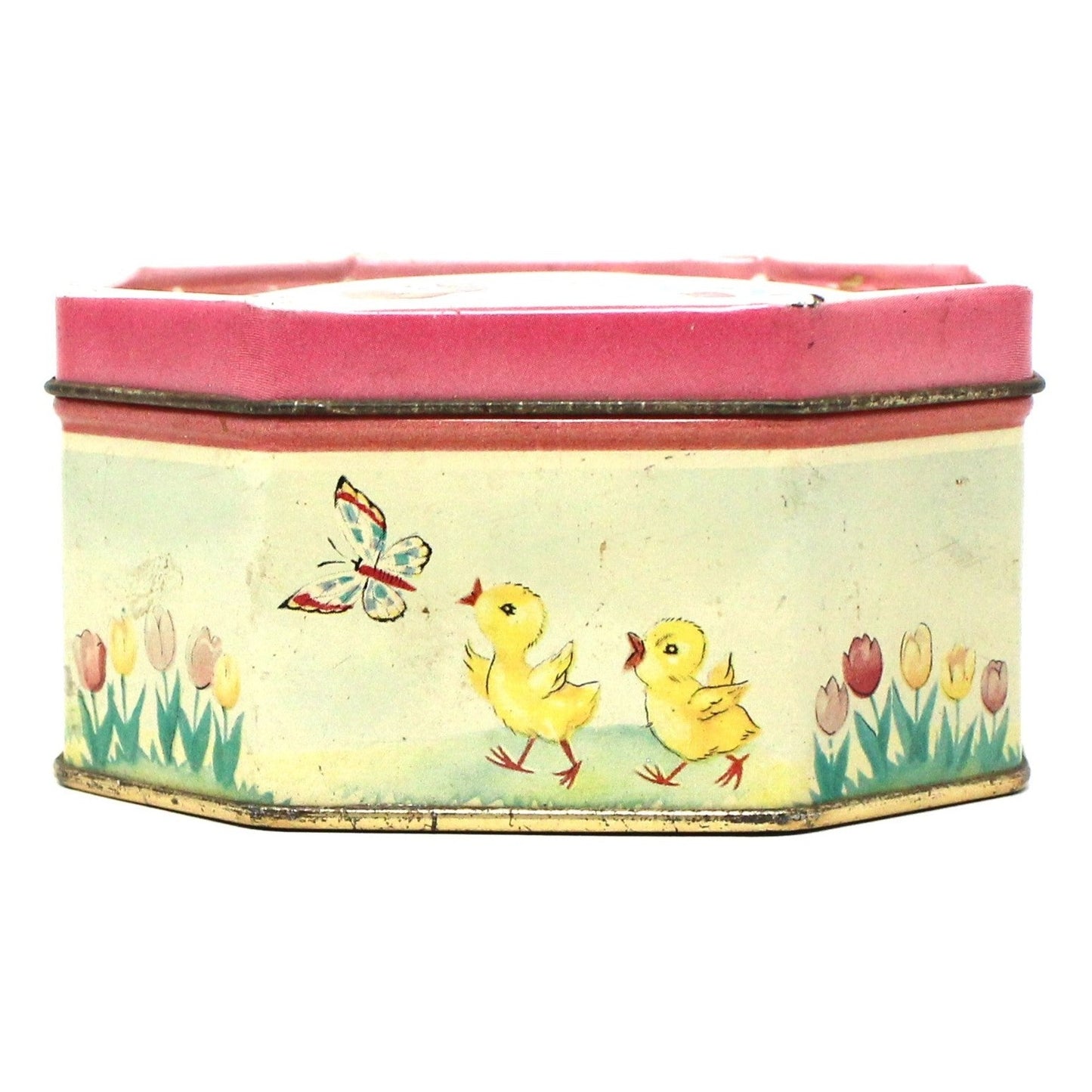 Tins, Gift Tin / Candy Tin, Bunny & Chicks with Easter Eggs, Vintage Holland