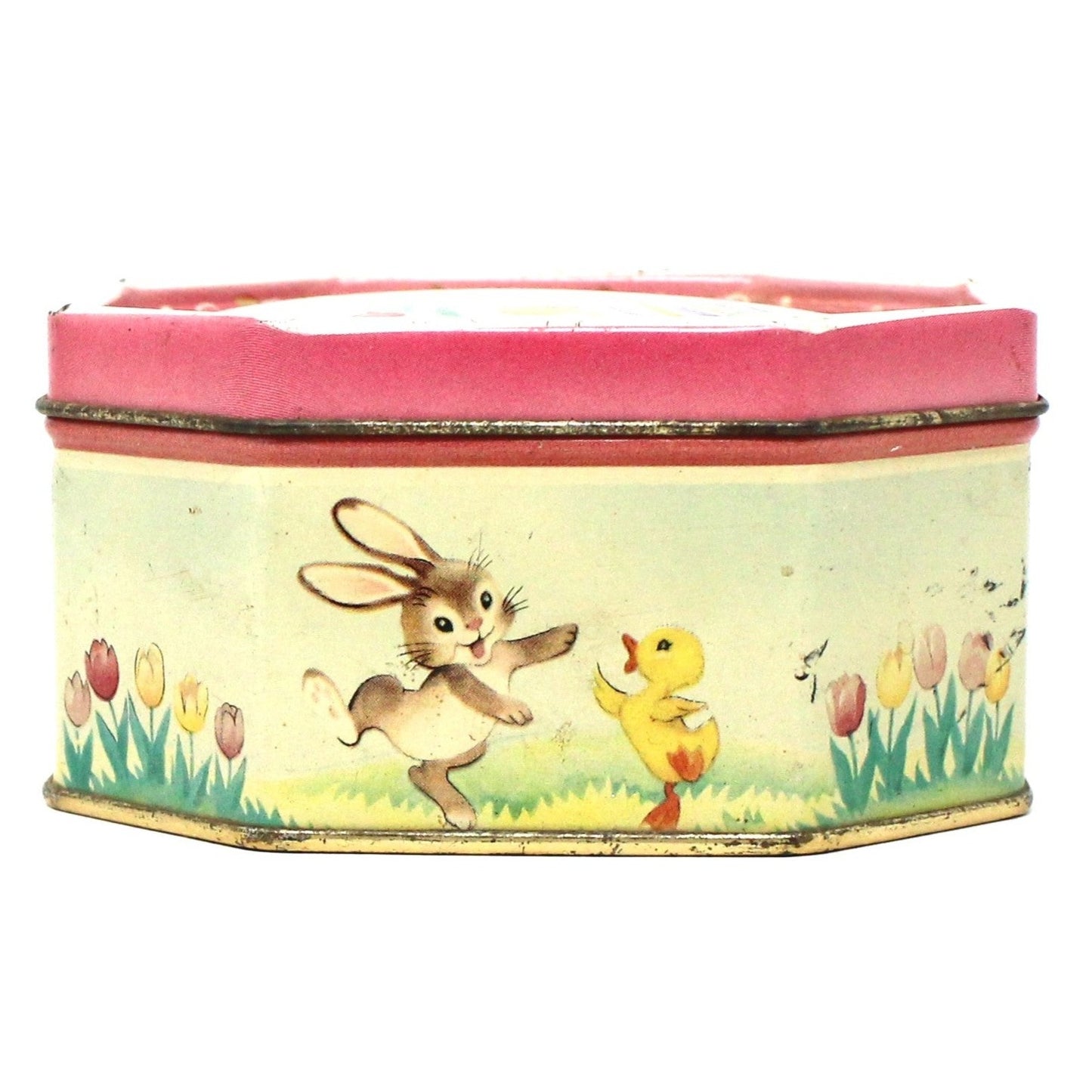 Tins, Gift Tin / Candy Tin, Bunny & Chicks with Easter Eggs, Vintage Holland