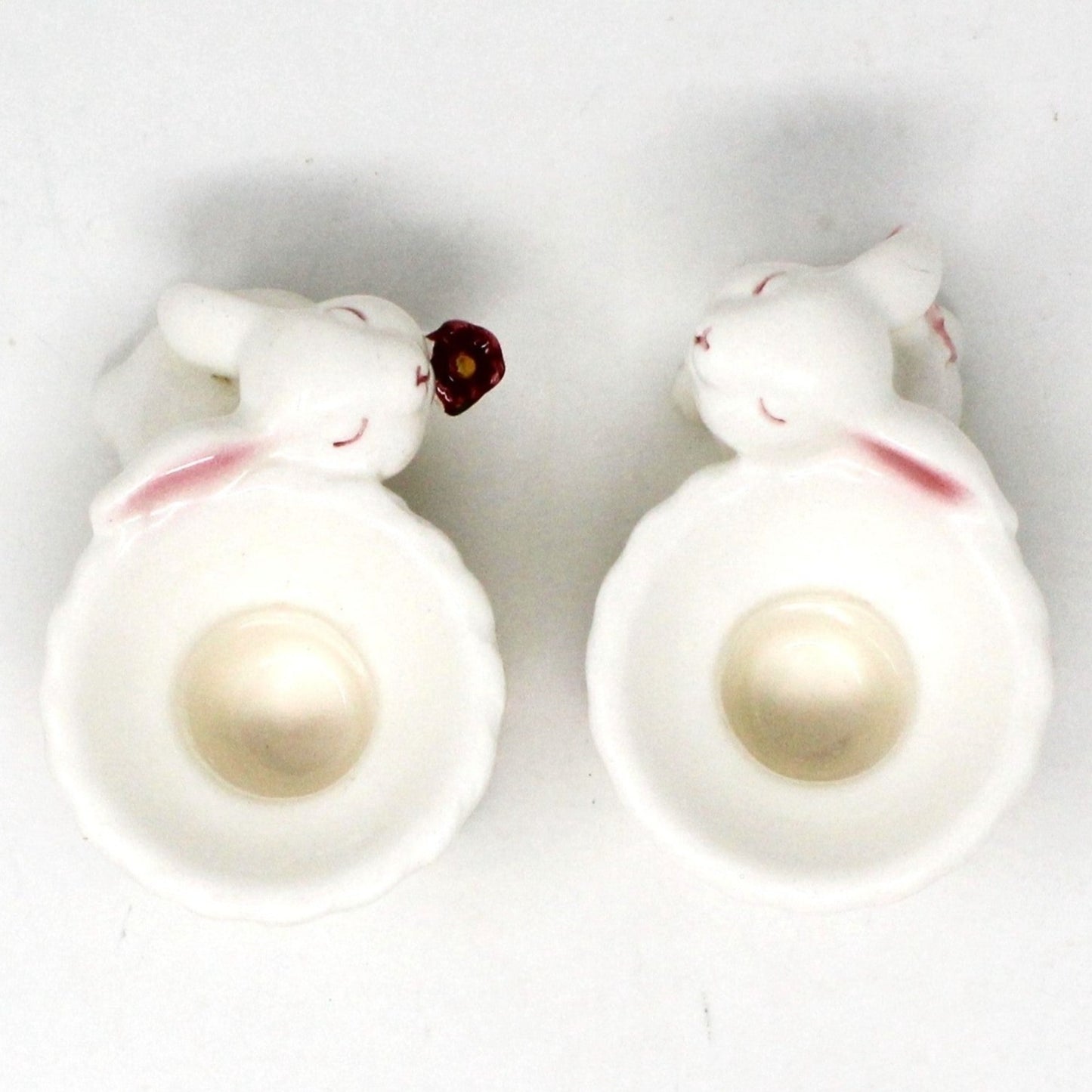 Candle Holders, Avon, Bunnies with Baskets, Ceramic Taper Holders, Vintage