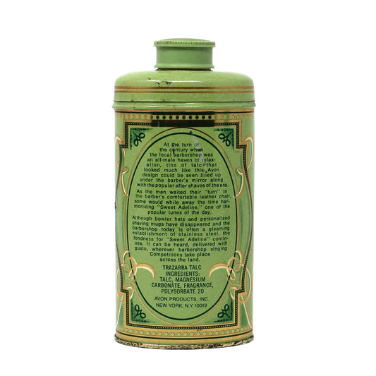 Shaker, Avon, Tin Powder Shaker, Gentlemen's Talc Trazarra Tin , Barbershop, Vintage