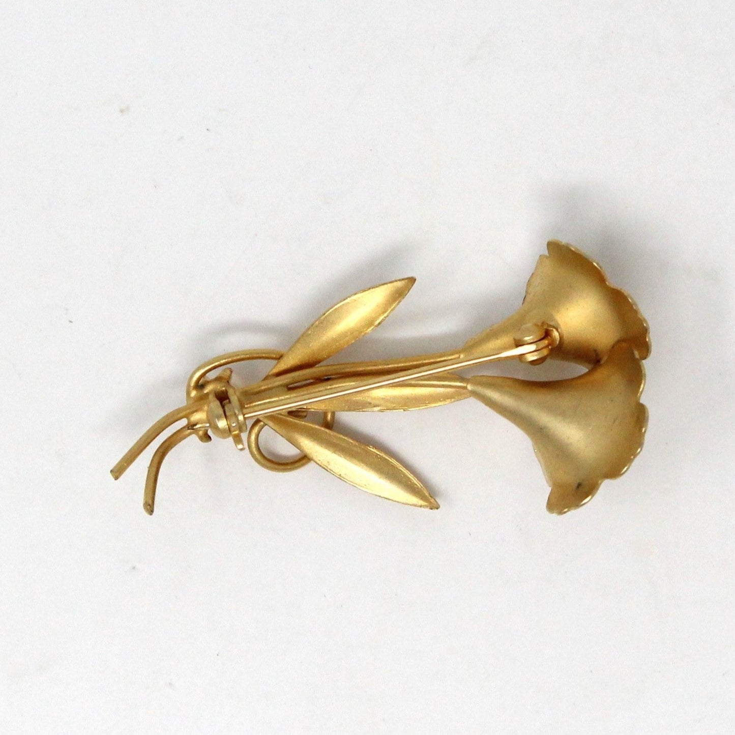 Brooch / Pin, Double Calla Lilies and Faux Pearls Vintage Brooch