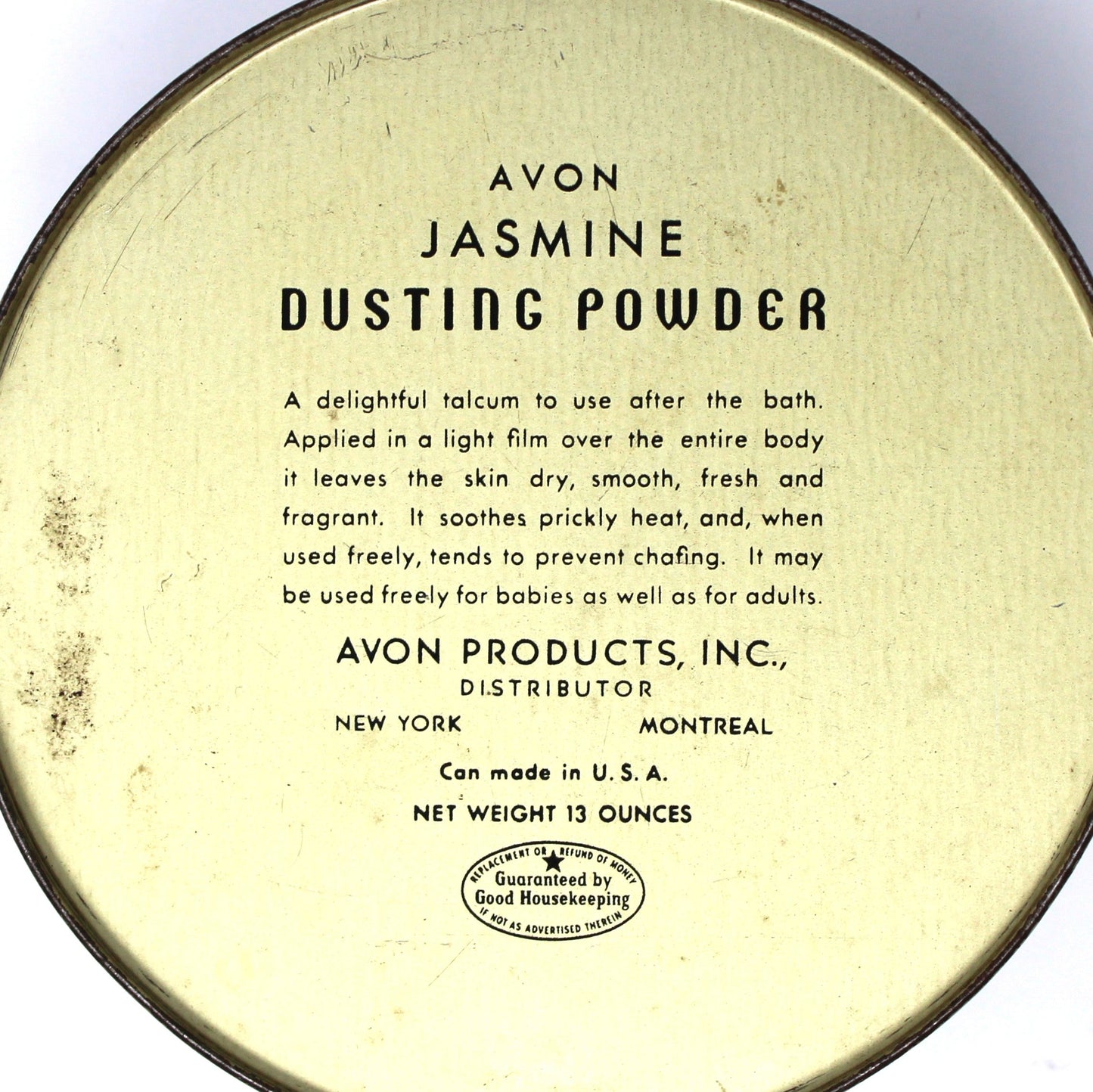 Box, Dusting Powder Box, Avon Jasmine, Mid Century Metal Tin, Vintage