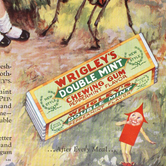 Advertisement, Wrigley's Chewing Gum, Original 1928 McCall's Magazine Ad, Miss Muffet, Vintage