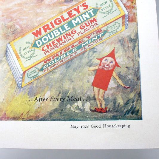 Advertisement, Wrigley's Chewing Gum, Original 1928 Magazine Ad, Miss Muffet, Vintage Good Housekeeping