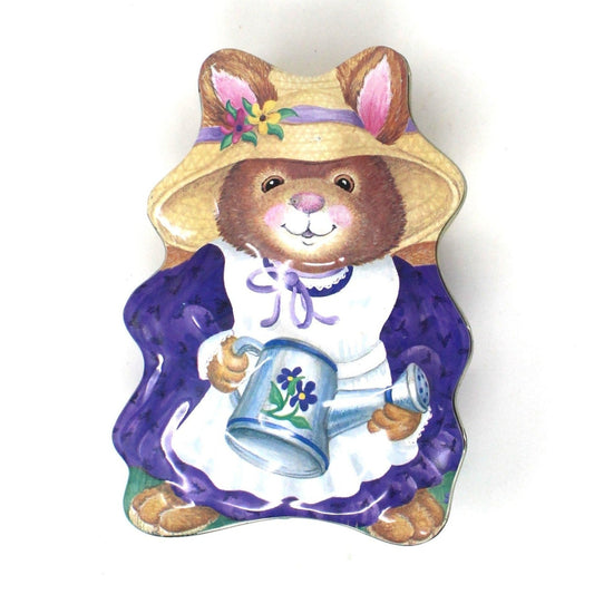 Tins, Gift Tin / Candy Tin, SCC, Rabbit Shaped Tin, Bonnet Bunny Easter Tin