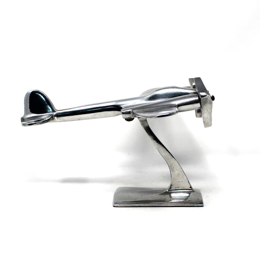 Sculpture, Airplane Twin Propellers with Stand, Cast Polished Aluminum, Vintage Decor