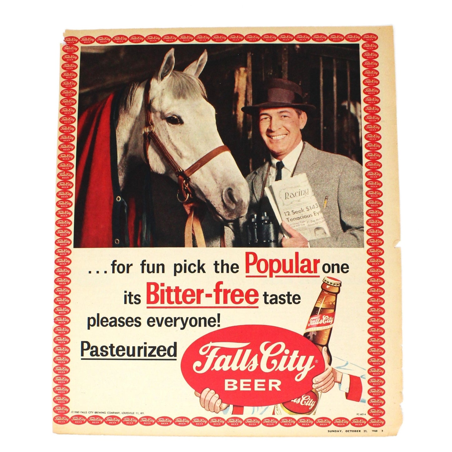 Advertisement, Falls City Beer, 1960, Original Magazine Ad, Vintage