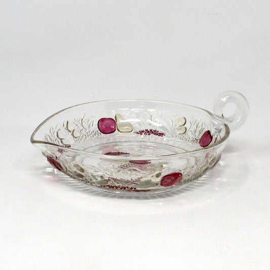 Bowl / Nappy, Westmoreland, Della Robbia Flashed Fruit, Heart Shaped Bowl, Vintage