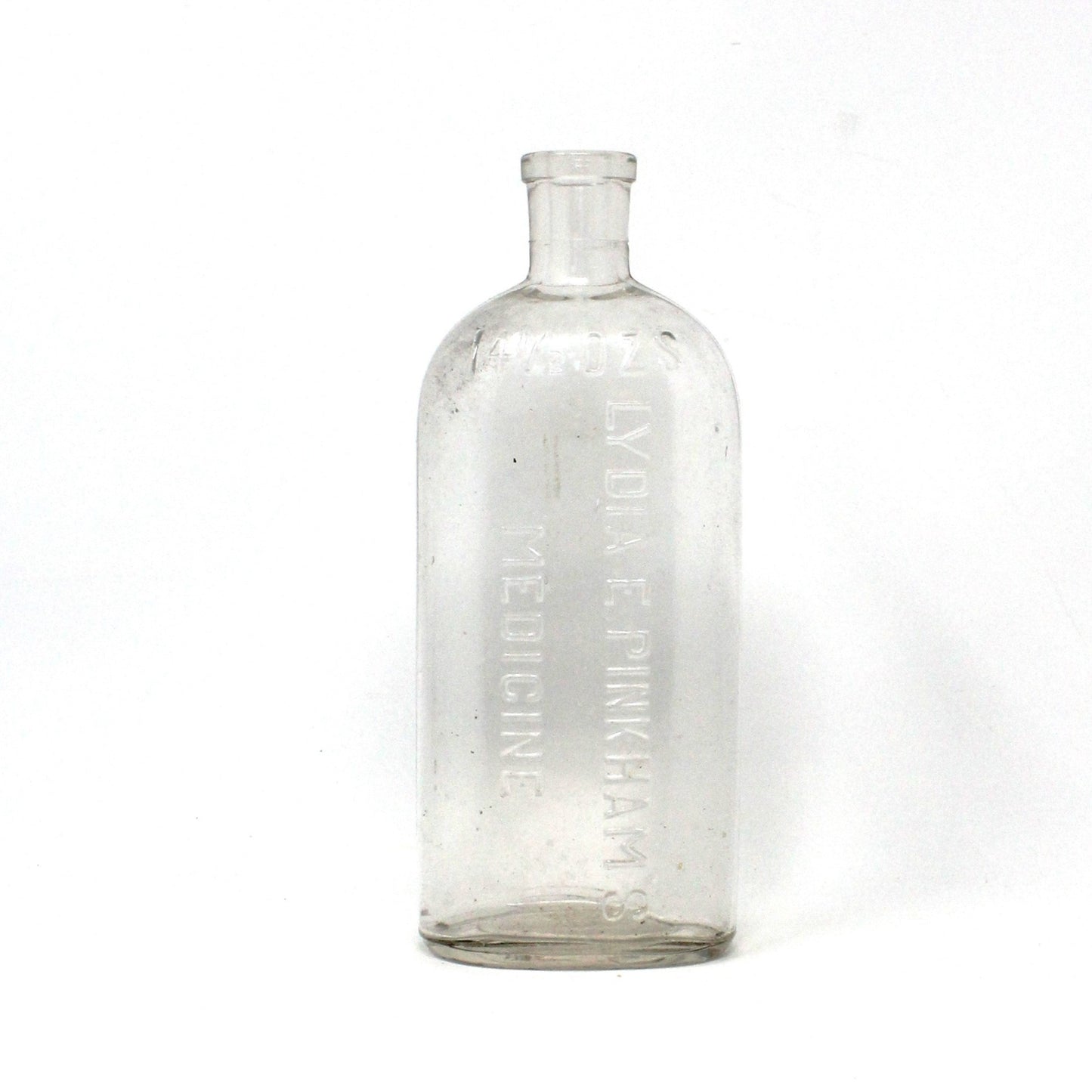Medicine Bottle, Lydia E. Pinkham Medicine, 14.4 oz, Clear Antique