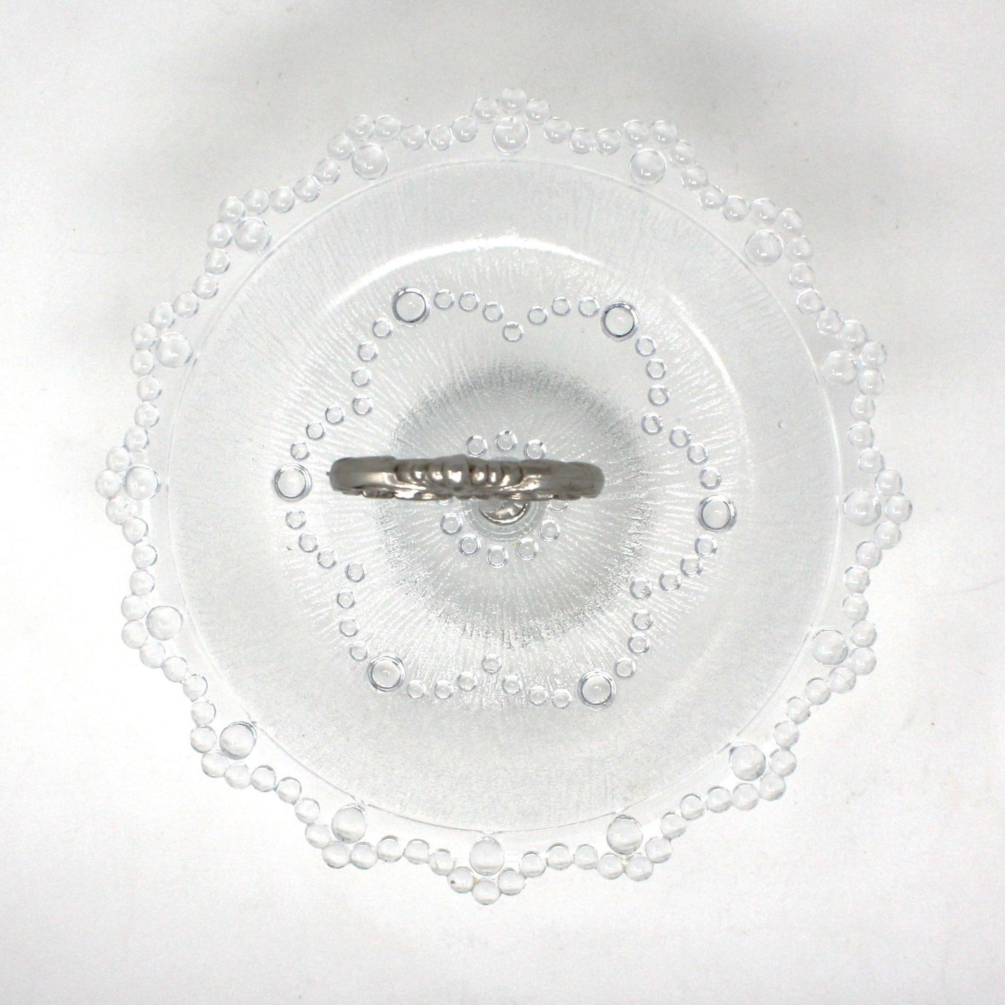 Sandwich Tray with Handle, Masserini, Barocco Glass Tidbit Tray, Bubble Lace Edge, Vintage