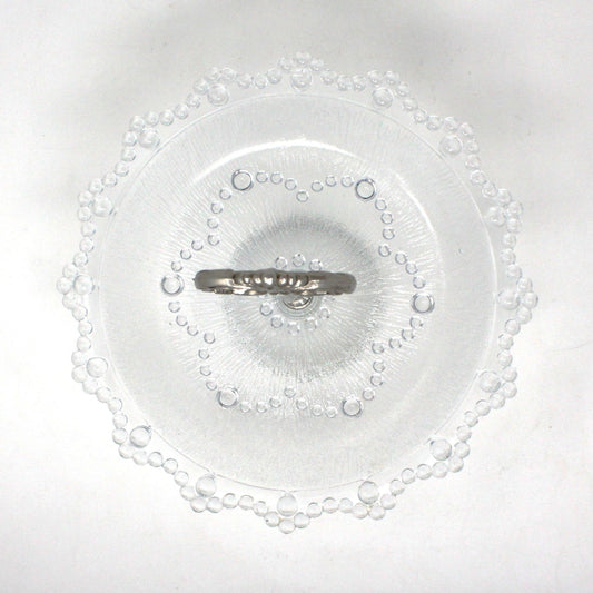 Sandwich Tray with Handle, Masserini, Barocco Glass Tidbit Tray, Bubble Lace Edge, Vintage
