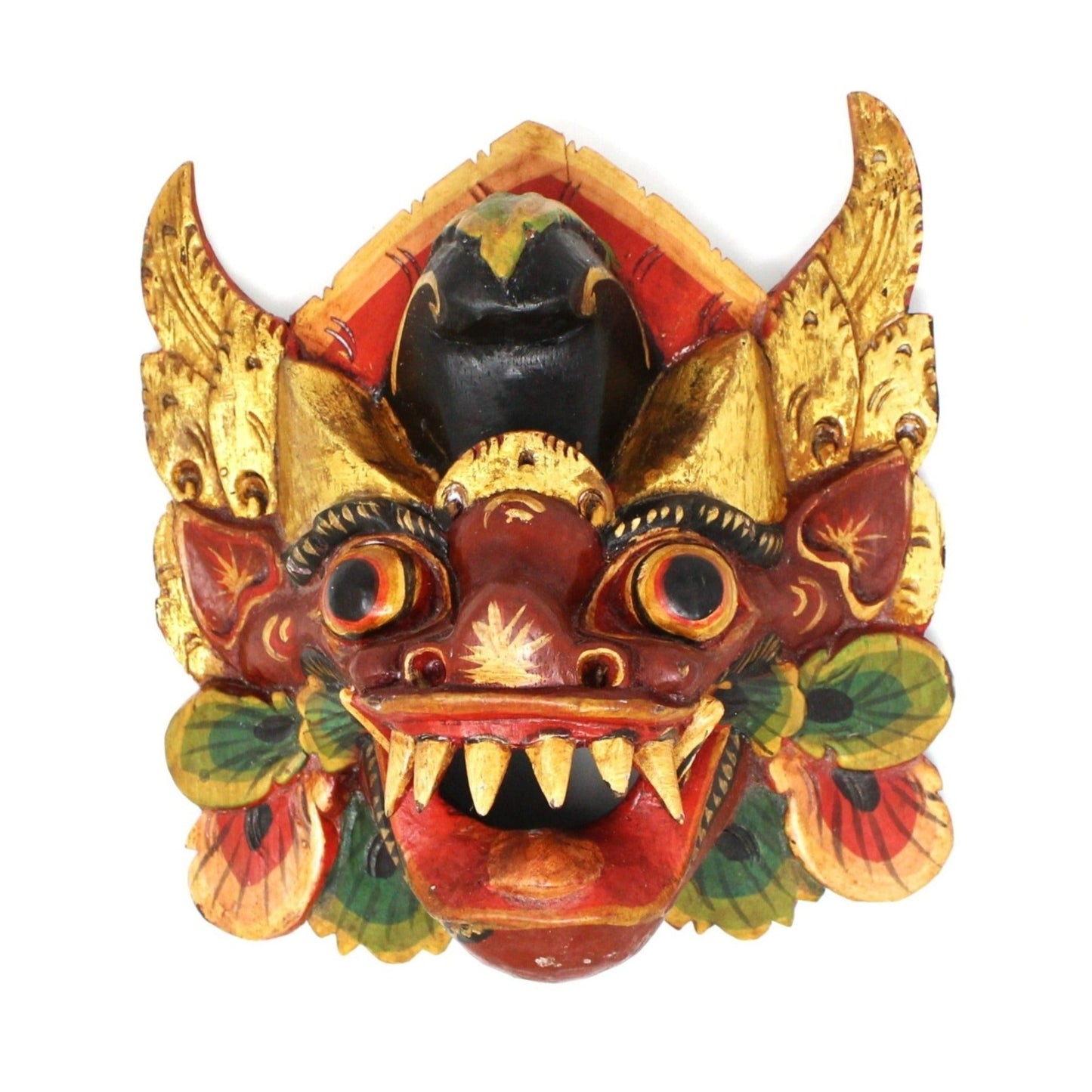 Balinese Ceremonial Mask, Winged Barong, Hand Painted Wooden Mask, Vintage