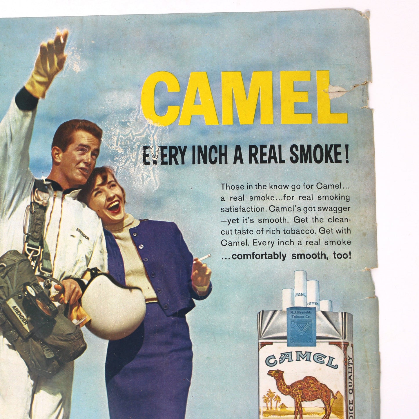 Advertisement, Double-Sided, Seagram's Seven Crown Whiskey / Camel Cigarettes, 1962, Original Magazine Ad, Vintage