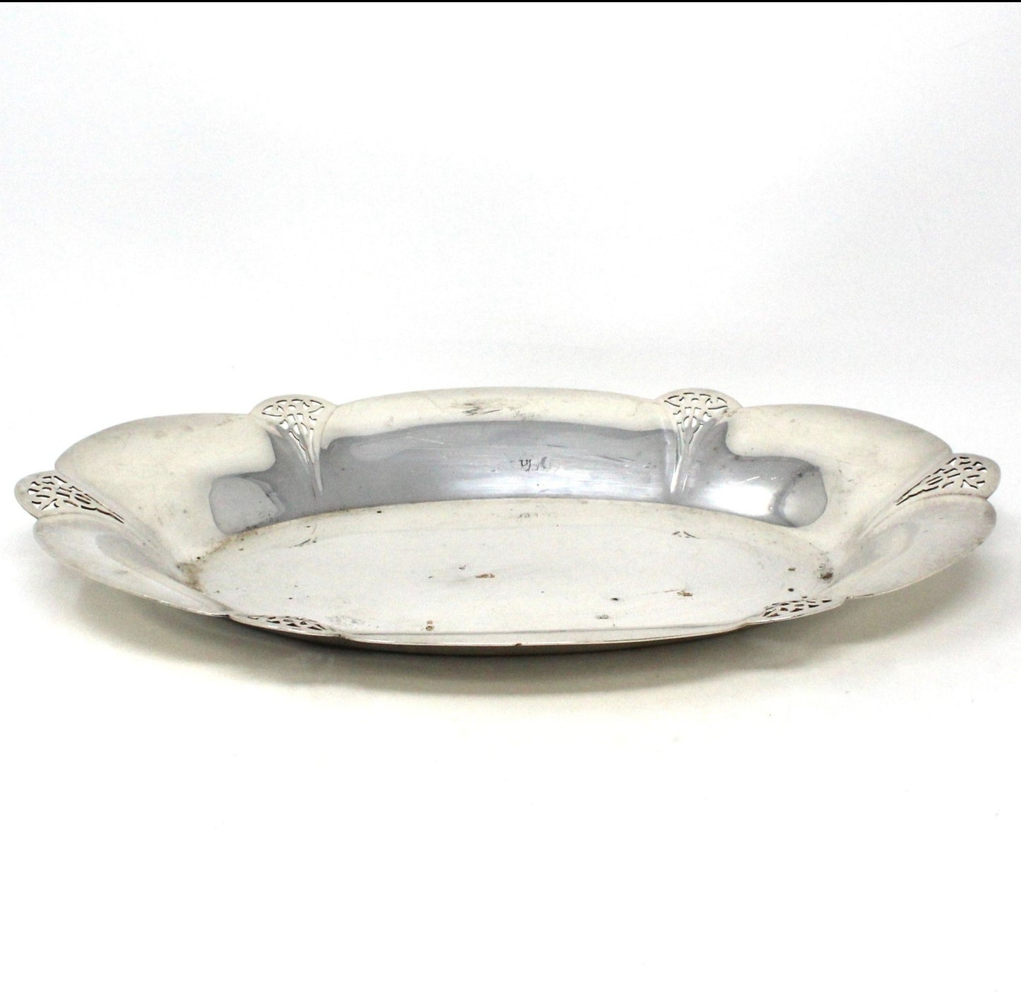 Bread Tray, Wm Rogers, Silverplate Bread Tray, Reticulated Oval Tray, Antique