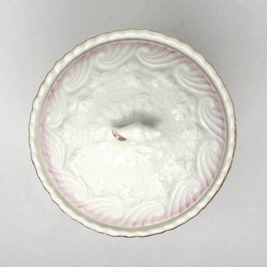Canister / Biscuit Jar, Belleek Pottery, New Shell Pink, Ireland Porcelain