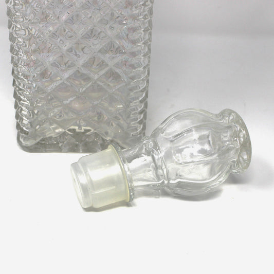 Decanter, Anchor Hocking, Wexford, Square, Paneled Stopper, Diamond Pattern, Made in USA, Vintage, 1970s