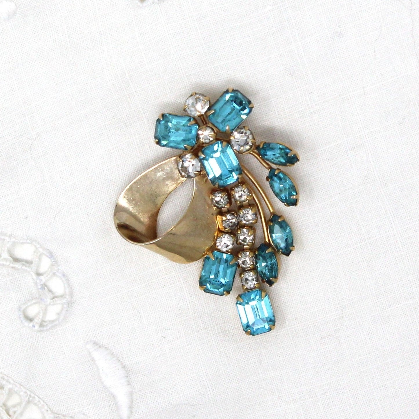 Brooch / Pin and Earrings Set, Scitarelli, Aquamarine Brooch & Earrings Demi Parure, Vintage