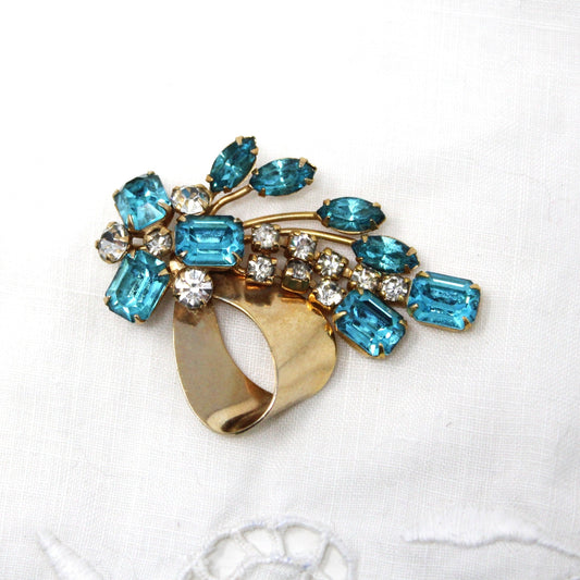 Brooch / Pin and Earrings Set, Scitarelli, Aquamarine Brooch & Earrings Demi Parure, Vintage