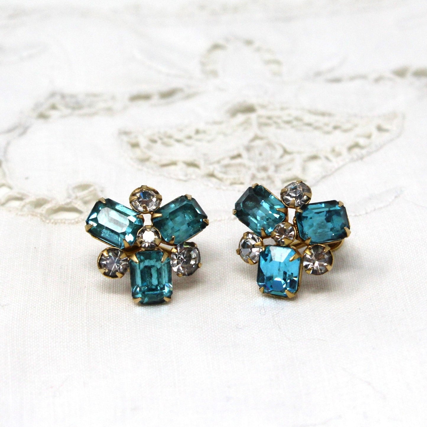 Brooch / Pin and Earrings Set, Scitarelli, Aquamarine Brooch & Earrings Demi Parure, Vintage