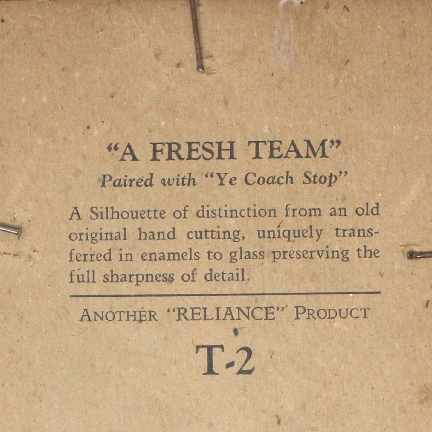 Silhouette, Reliance Co, "A Fresh Team", Reverse Painted Enamel on Glass, Framed, Vintage