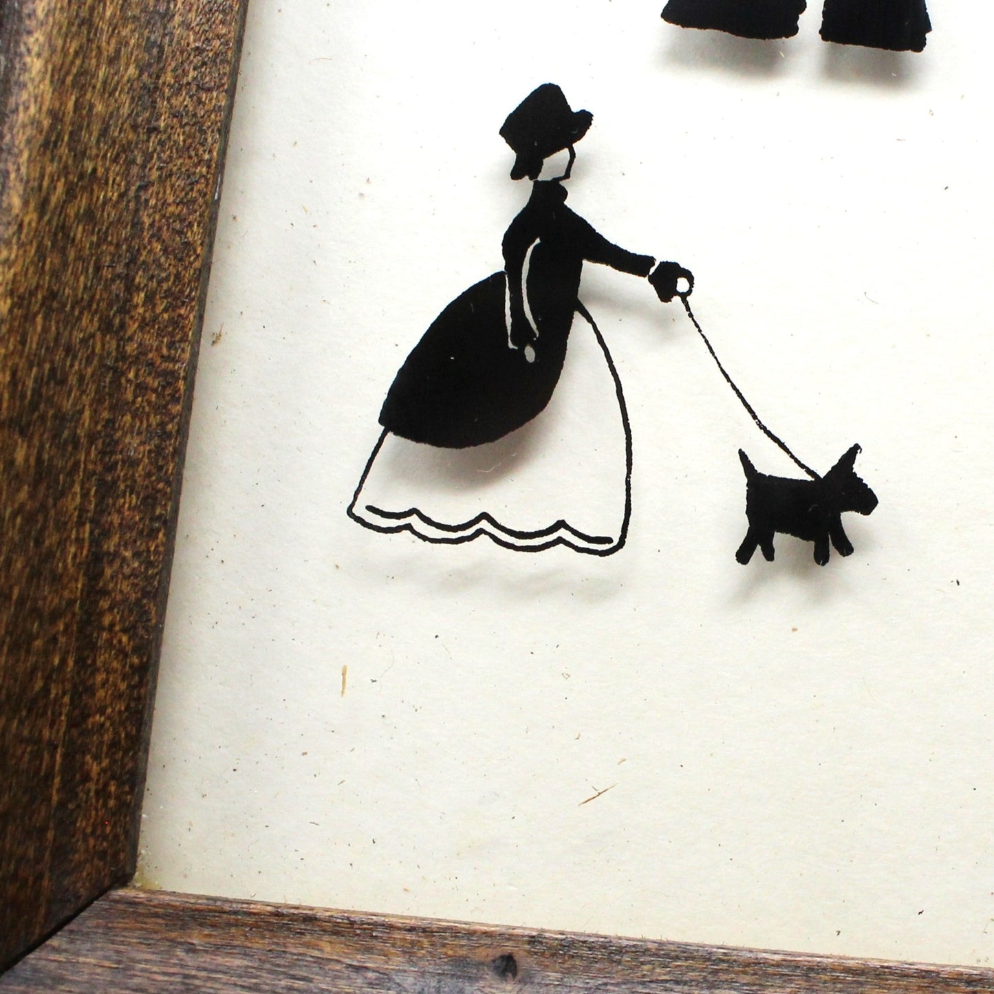 Silhouette, Victorian Street Scene, Reverse Painted Glass, Framed, Vintage
