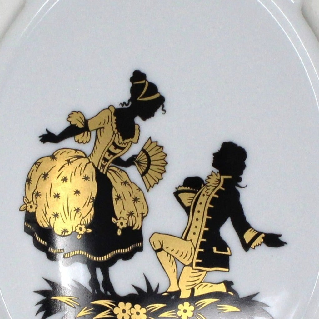 Silhouette, Tettau Atelier, Victorian Courting Couple Porcelain Plaque, Bavaria Germany, Vintage