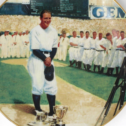 Decorative Plate, Lou Gehrig: The Luckiest Man, Jeff Barson - The Legends of Baseball, Vintage