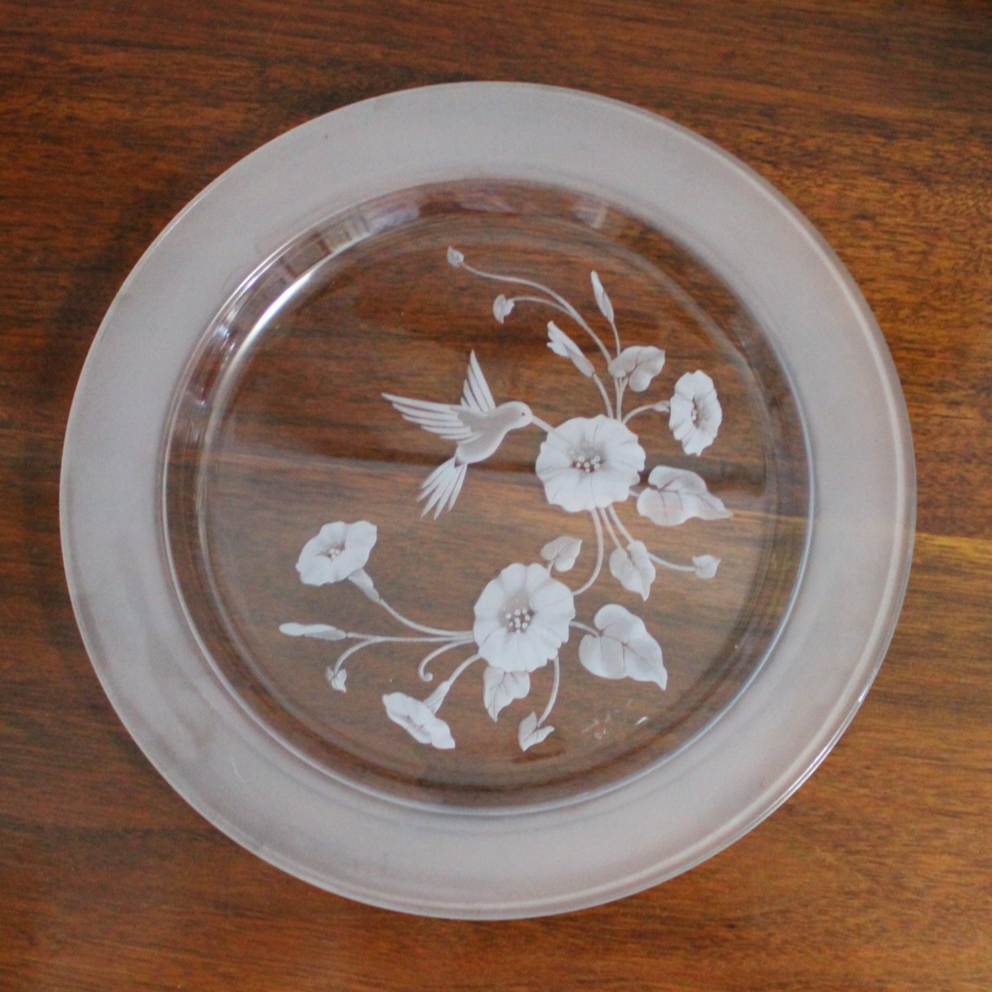 Dinner Plate, Avon, Hummingbird Pattern, Frosted / Etched Crystal, Set of 8, Vintage, France