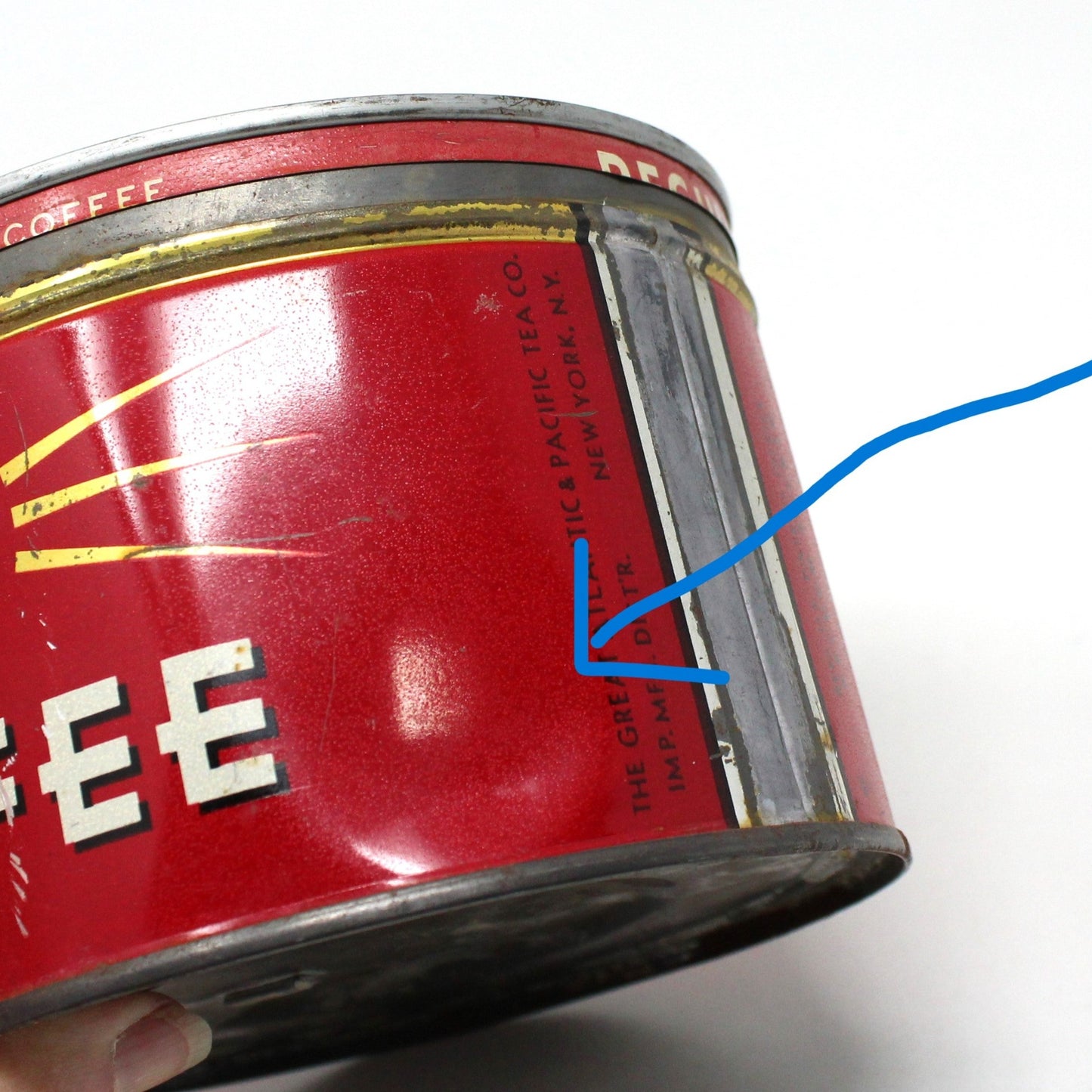 Tins, Coffee Can, A&P Collectible Red Coffee Can, Key Wind, 1 lb, Vintage