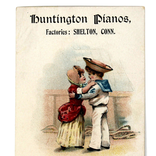 Advertising Trade Cards, Huntington Pianos, Sailor Deployment, Loving Departure or Reunion, Antique