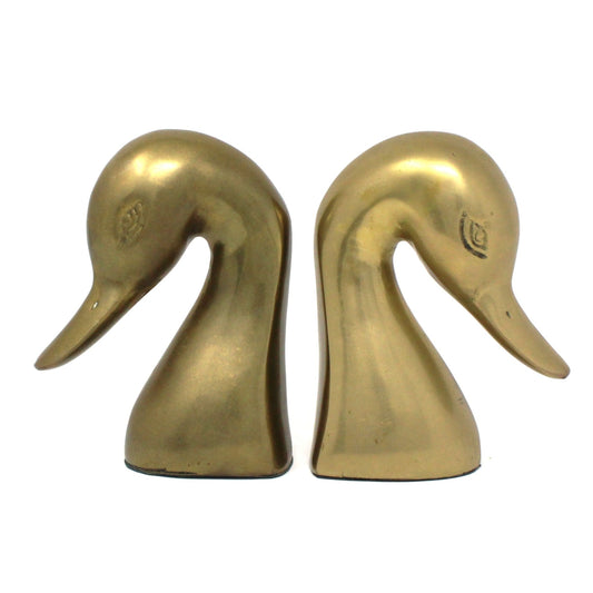 Bookends, Brass Duck Heads, Set of Two, Vintage