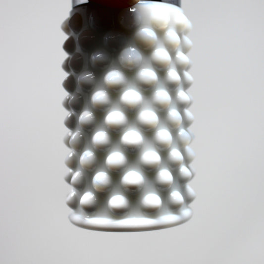 Salt and Pepper Shakers, Fenton Milk Glass Hobnail Pattern with Metal Lids, Vintage 1970's
