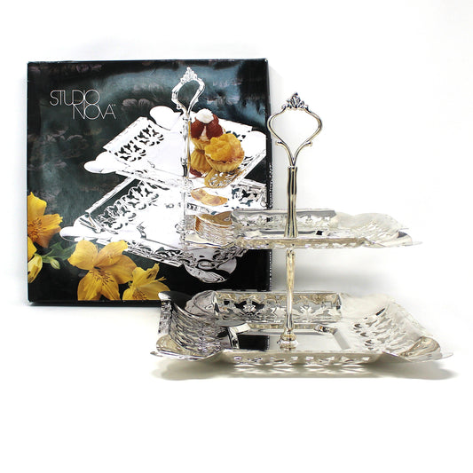 Sandwich Plate / Tidbit Tray, Two-Tier Server with Handle, Silverplate, Studio Nova Silver Radiance, Vintage