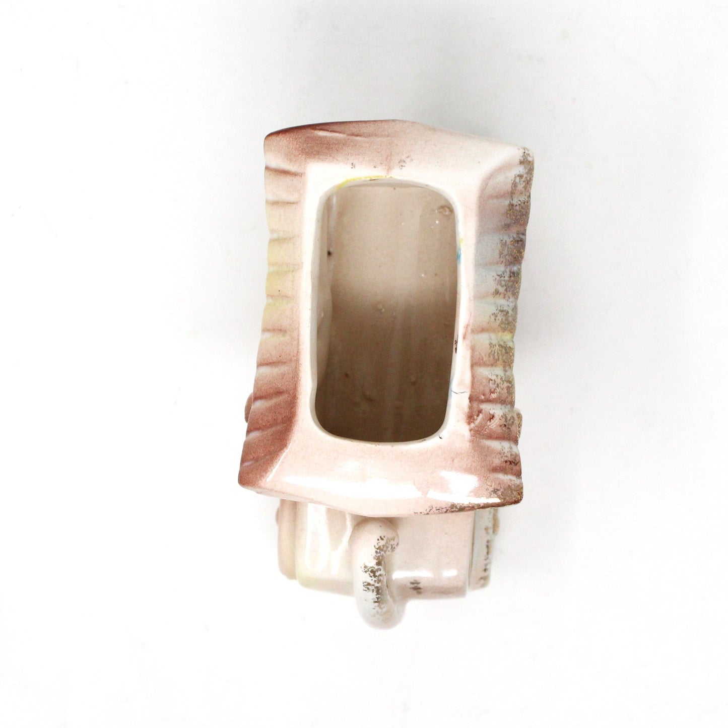 Planter, Antique Car with Curtains, Pink with Gold, G686, Vintage