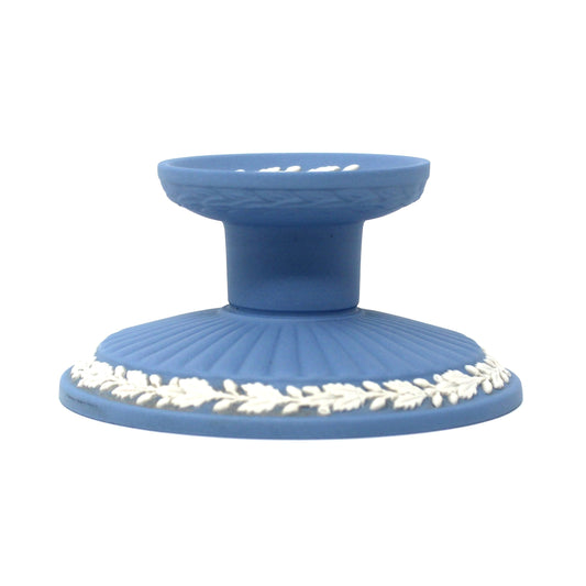 Candle Holder, Wedgwood, Blue Jasperware, Acorn and Oak Leaf, Neoclassical, 1978, Made in England