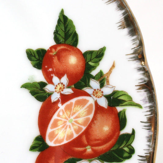 Decorative Plate, Florida Oranges Souvenir State Plate, Brushed Gold, Vintage