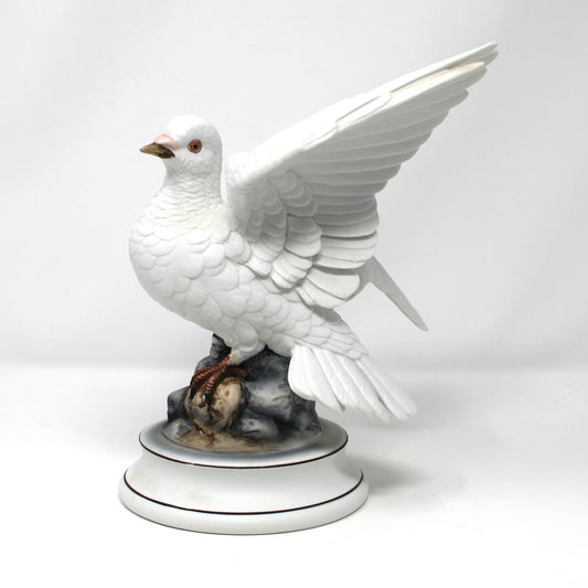 Figurine, Andrea by Sadek, White Dove Pair, Peace Doves on Rocks, Set of Two, Vintage 1970's