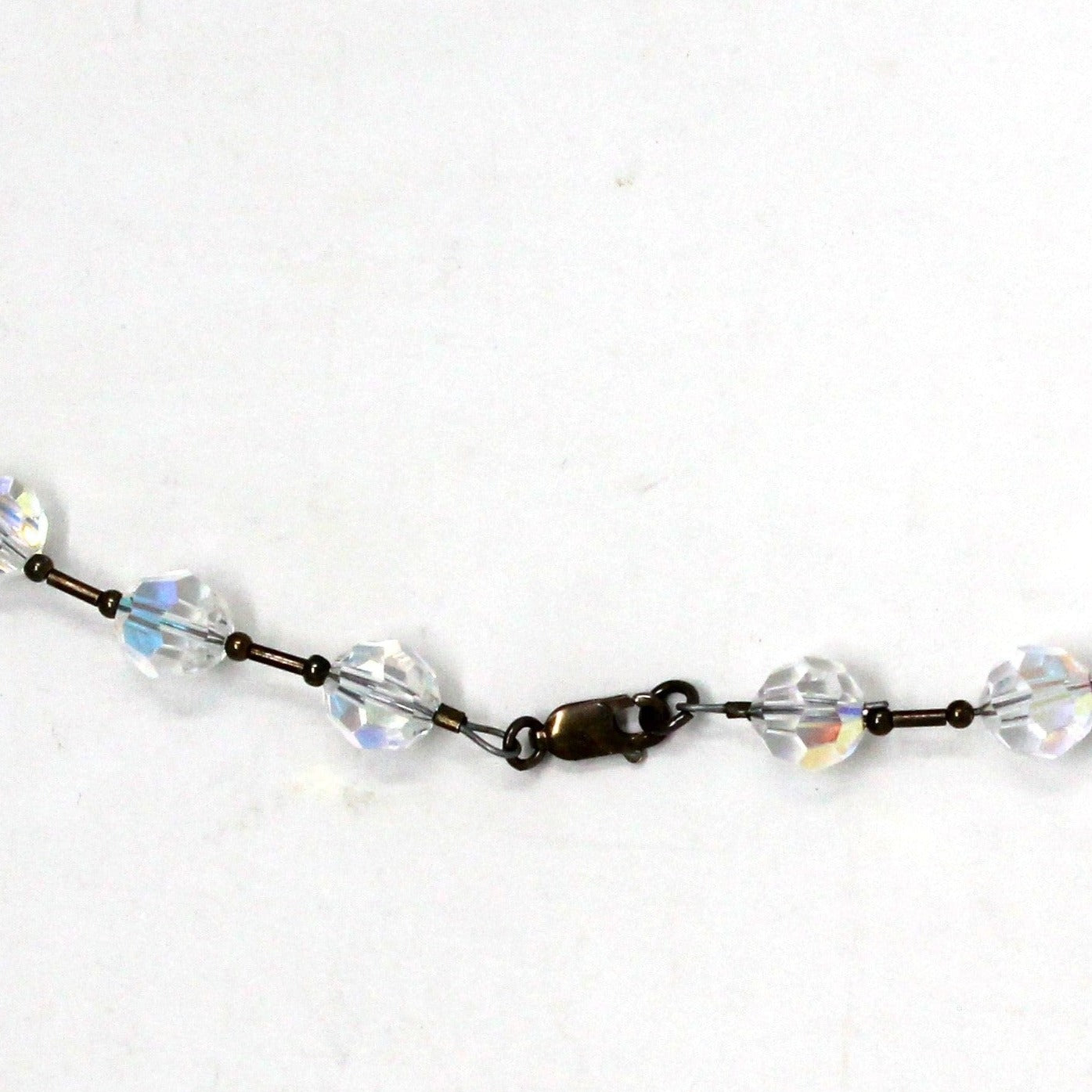 Necklace, Clear Faceted Aurora Borealis Beads, Rivière Style Necklace, Vintage