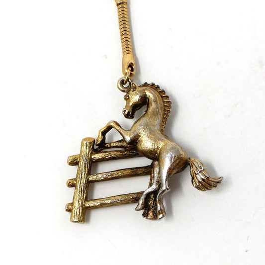 Keychain / Key Ring, Horse by Fence, Equestrian Keychain, Vintage, SOLD