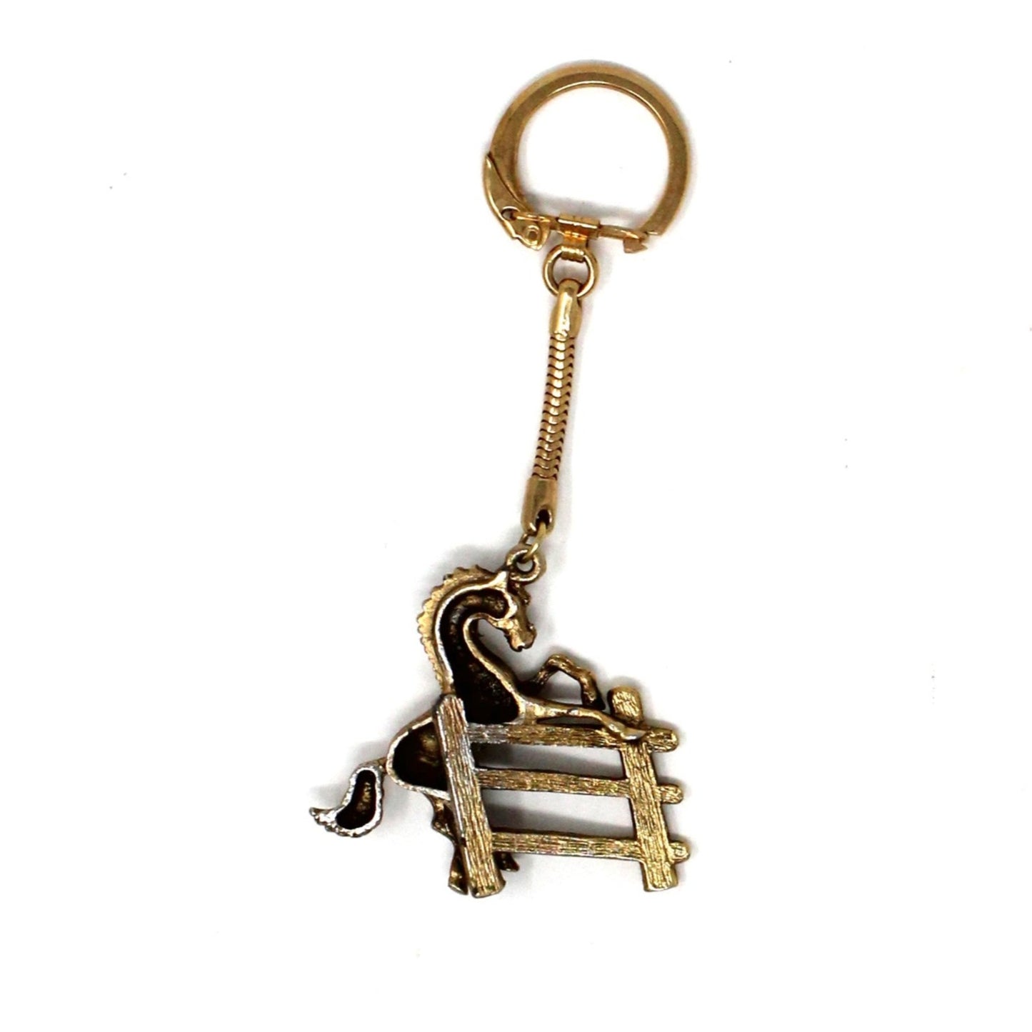 Keychain / Key Ring, Horse by Fence, Equestrian Keychain, Vintage, SOLD