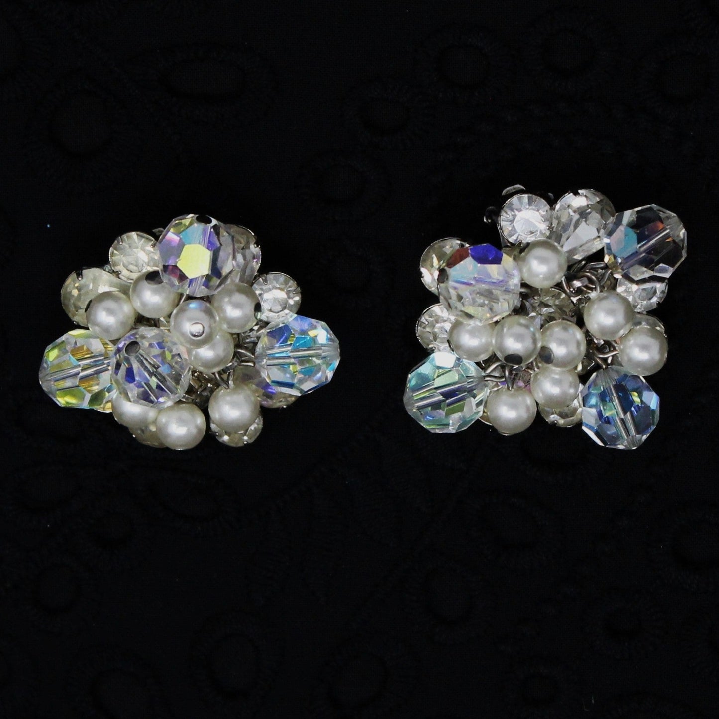 Necklace and Earrings Set, D&E Juliana, Waterfall Bib Necklace, Faceted Crystals & Pearls, Vintage