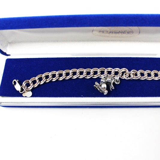 Vintage Disney Charm Bracelet with Thumper Sterling Silver Charm in Original box with Certificate of Authenticity, Retired.