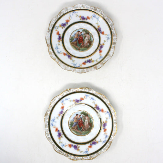 Saucers, Hermann Ohme, Silesia Germany, Louis XVI, Antique, Set of 2