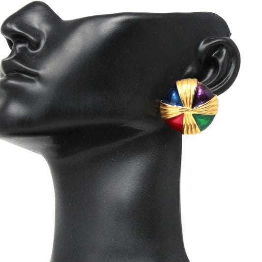Earrings, Gay Boyer, Color Block Enamel Pinwheel Huggies
