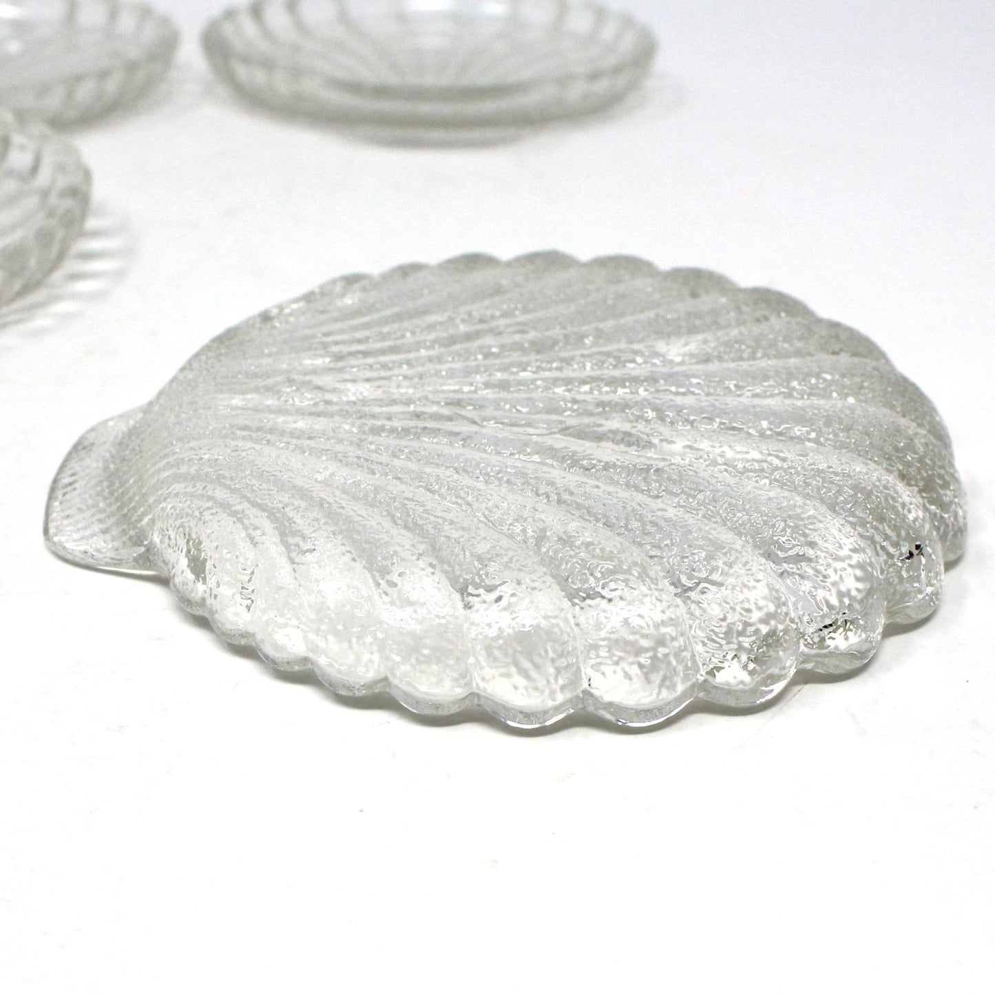 Coasters, Anchor Hocking, Shell Shaped Glass Coasters, Set of 6, Vintage