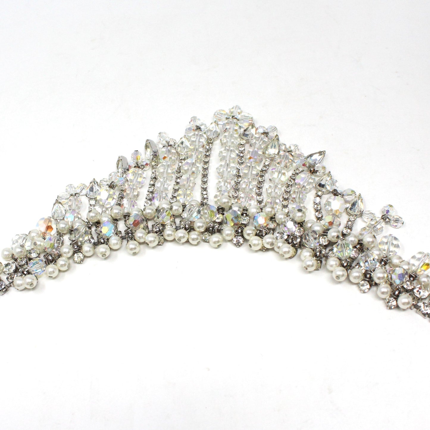 Necklace and Earrings Set, D&E Juliana, Waterfall Bib Necklace, Faceted Crystals & Pearls, Vintage